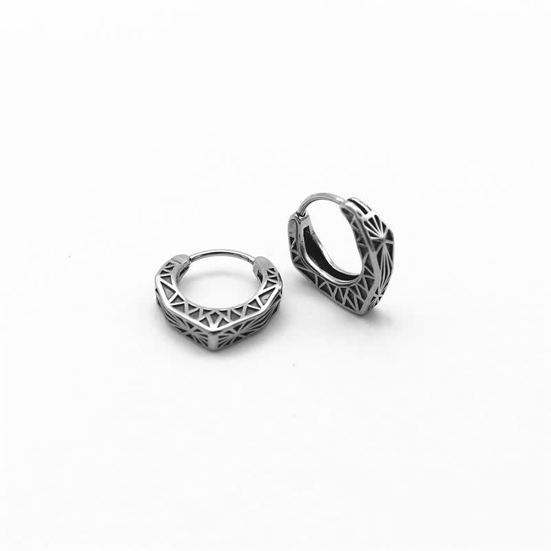 Stone of buddha Viking Hoop Titanium Steel Balance Earrings