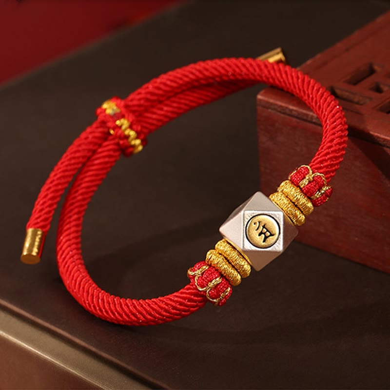 Stone of buddha 999 Sterling Silver Chinese Zodiac Natal Buddha Red Rope Luck Strength Handcrafted Kids Bracelet