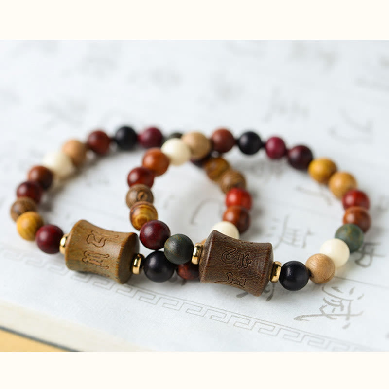 Stone of buddha Tibet Multicolored Sandalwood Om Mani Padme Hum Protection Bracelet