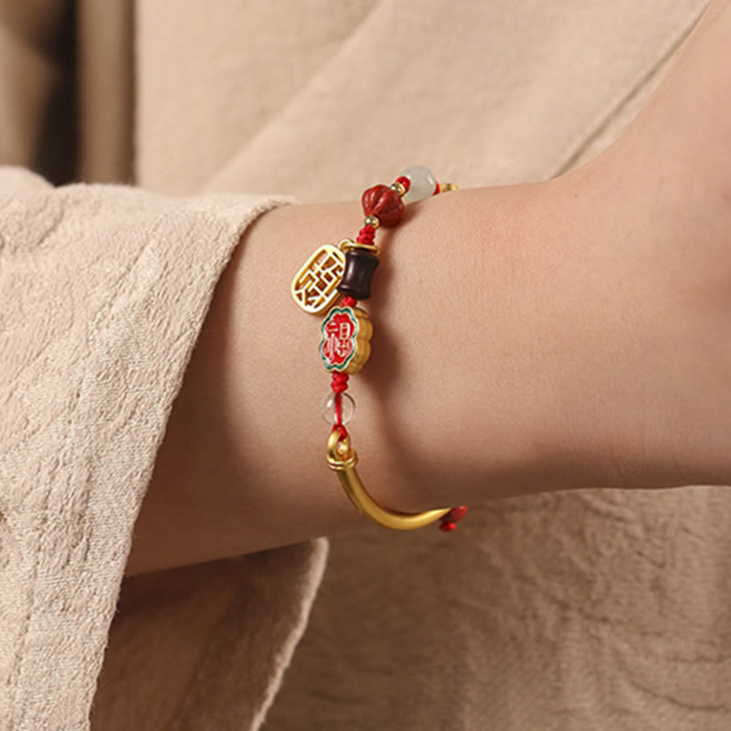 Stone of buddha Tibetan Auspicious Clouds Fortune Happiness Wealth Luck Bracelet