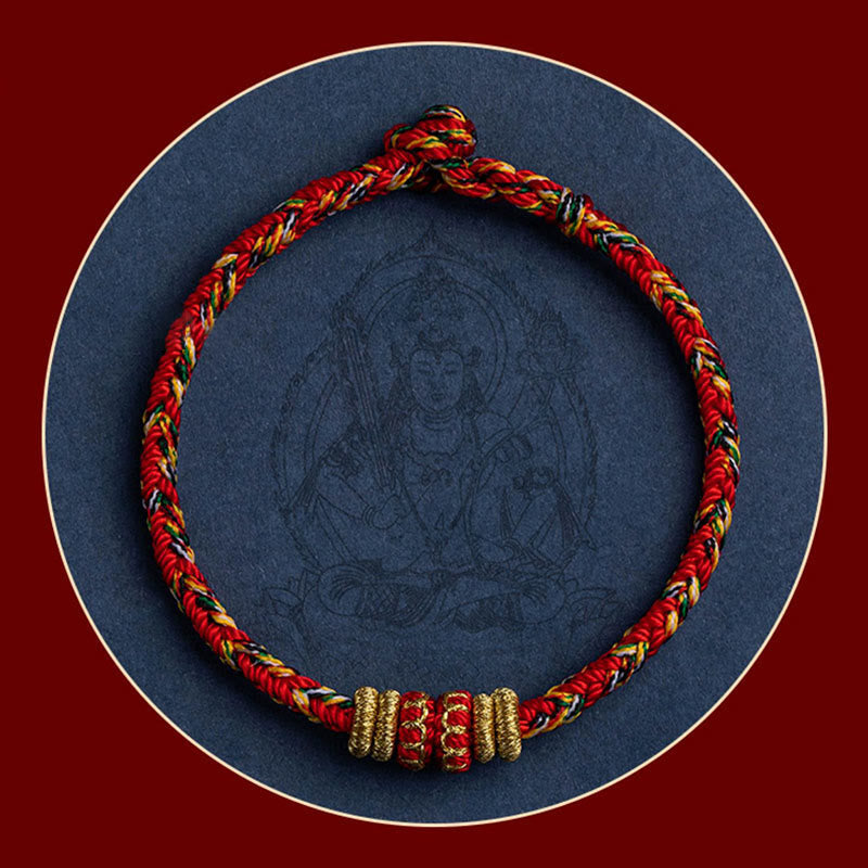 Stone of buddha Tibet Handmade Chinese Zodiac Natal Buddha Luck Strength Braided String Bracelet