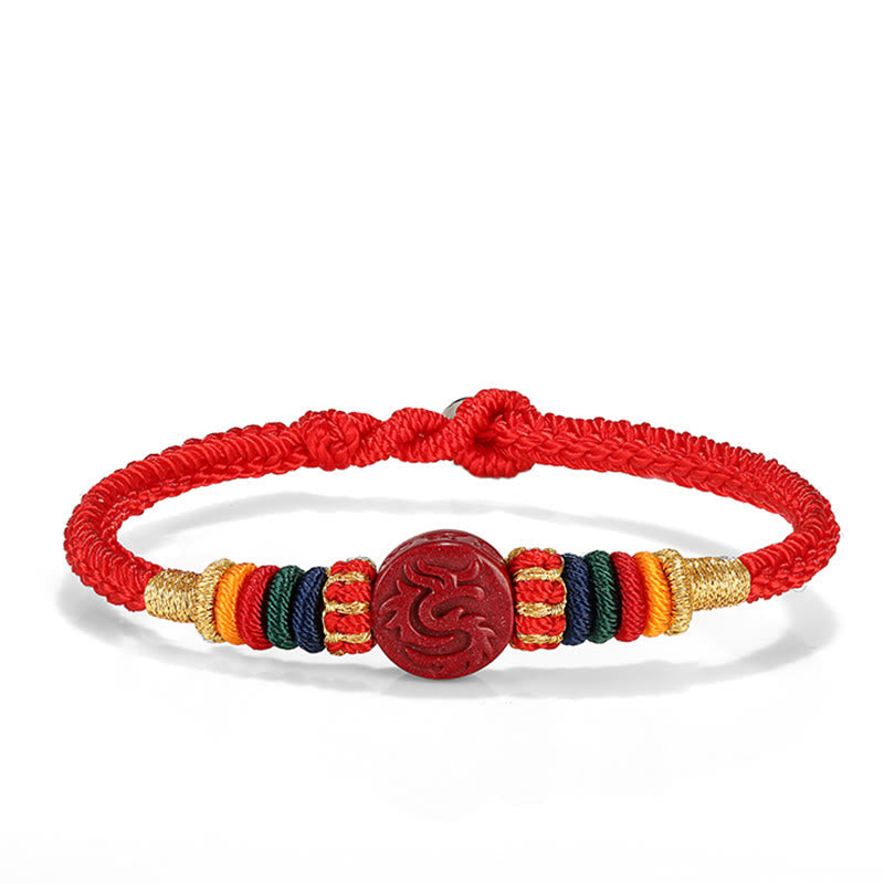 Stone of buddha Year of the Dragon 925 Sterling Silver Chinese Zodiac Cinnabar Auspicious Matches Blessing Bracelet