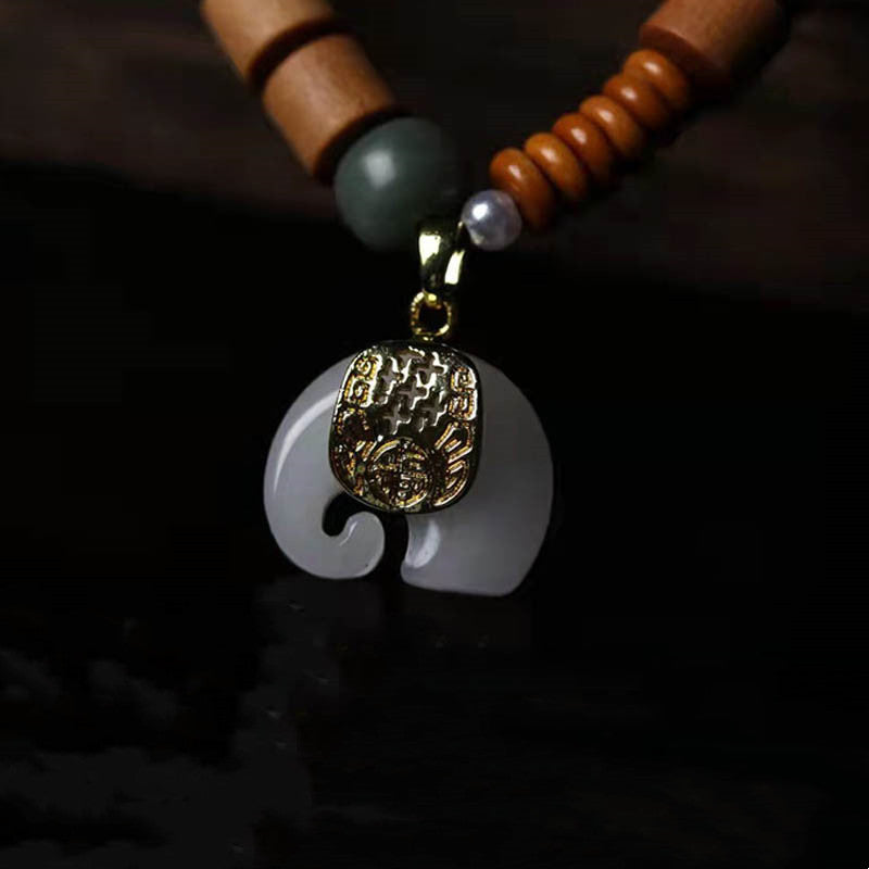 Stone of buddha Sandalwood Jade Elephant Protection Bracelet