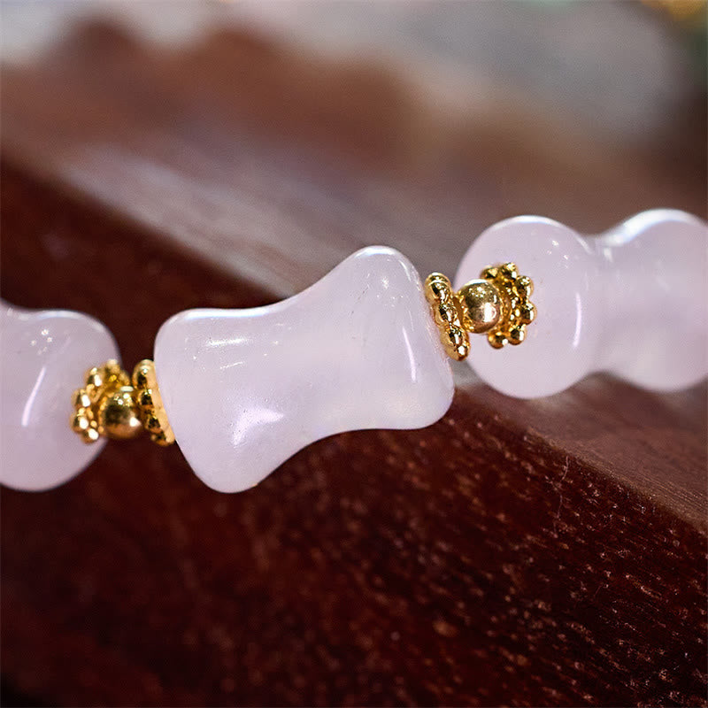 Stone of buddha Natural White Golden Silk Jade Bamboo Pattern Wealth Lucky Bag Fu Character Bracelet