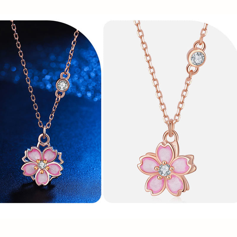 Stone of buddha 925 Sterling Silver Cherry Blossom Flower Rotatable Protection Necklace Pendant