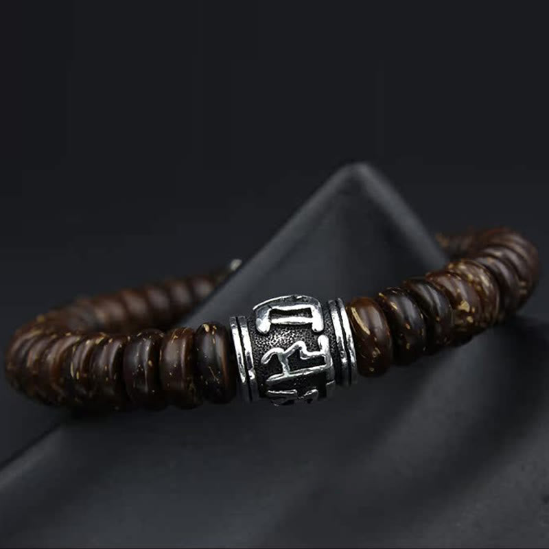 Stone of buddha Natural Tibetan Coconut Shell Om Mani Padme Hum Positive Bracelet