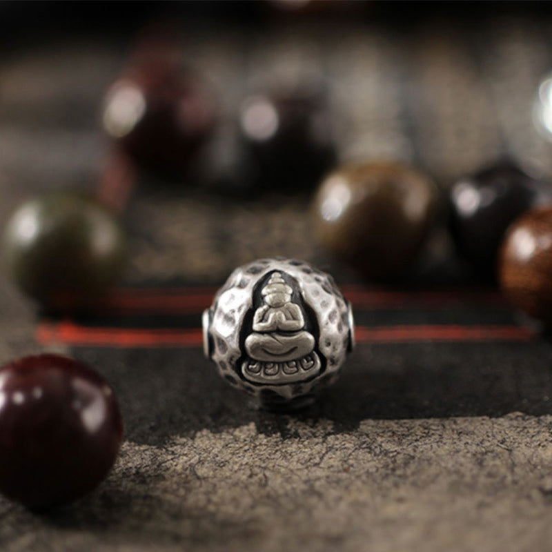 Stone of buddha 999 Sterling Silver Green Sandalwood Small Leaf Red Sandalwood Buddha Cure Bracelet