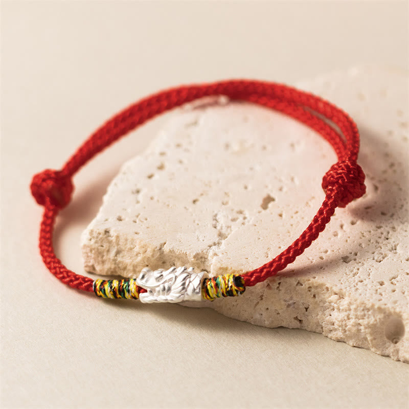 Stone of buddha 925 Sterling Silver Year of the Dragon Luck Strength Red Rope Bracelet