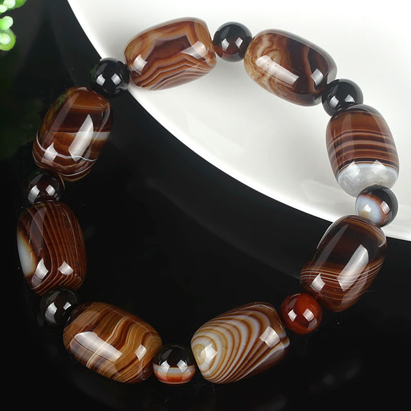 Stone of buddha Natural Sardonyx Courage Happiness Bracelet