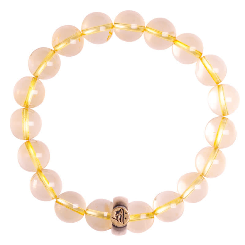 Stone of buddha 925 Sterling Silver Chinese Zodiac Natal Buddha Citrine Protection Bracelet
