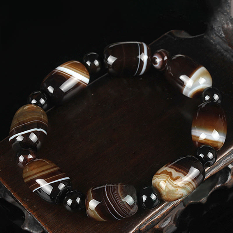 Stone of buddha Natural Sardonyx Courage Happiness Bracelet