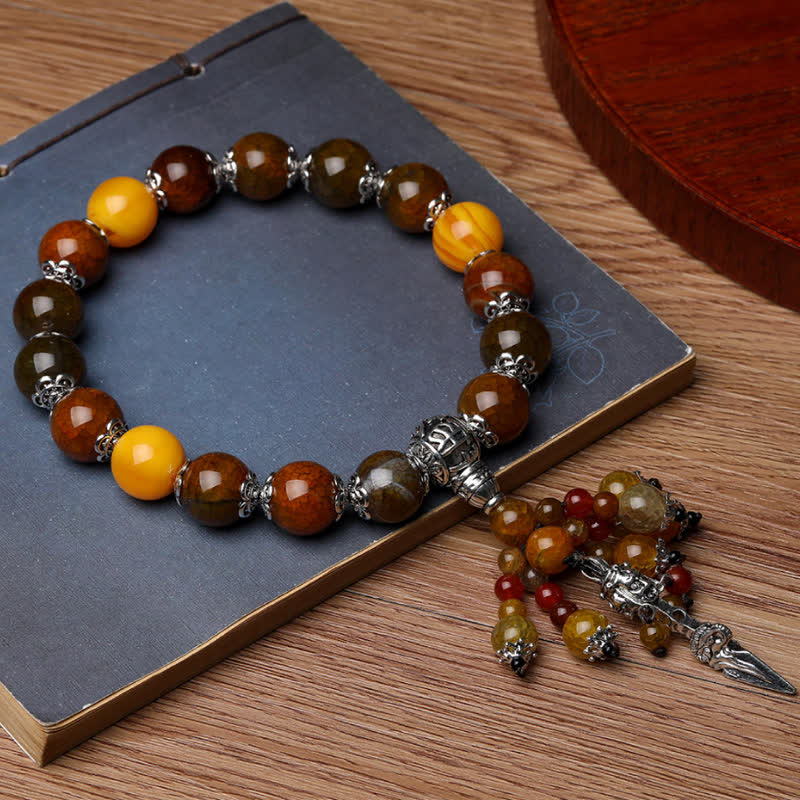 Stone of buddha Natural Tiger Eye Red Agate Dragon Vein Agate Stone Vajra Dorje Power Healing Bracelet Car Decoration