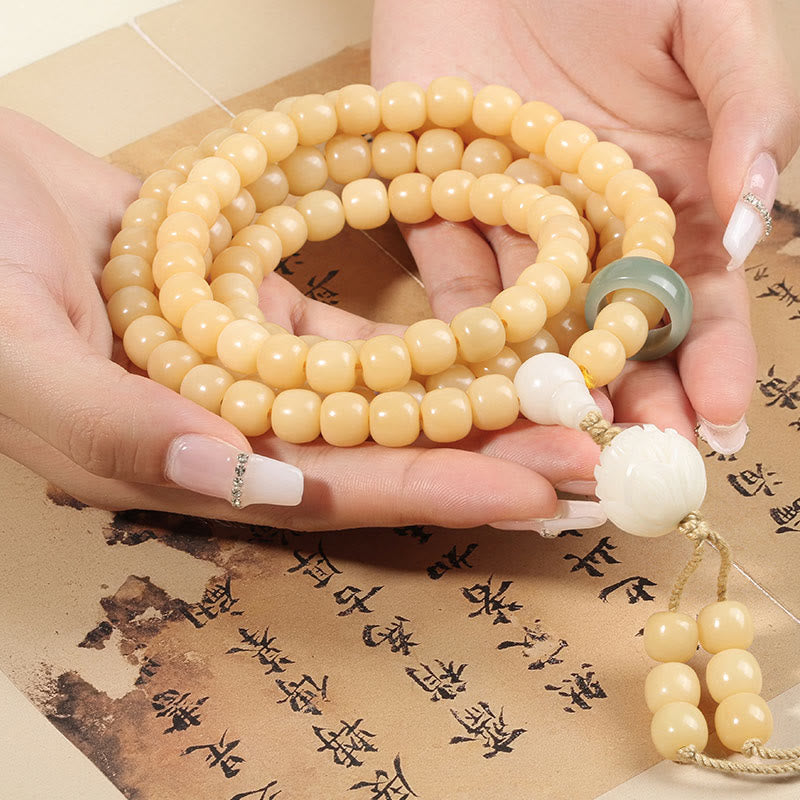 Stone of buddha Natural Bodhi Seed Lotus Dzi Bead Peace Harmony Charm Bracelet