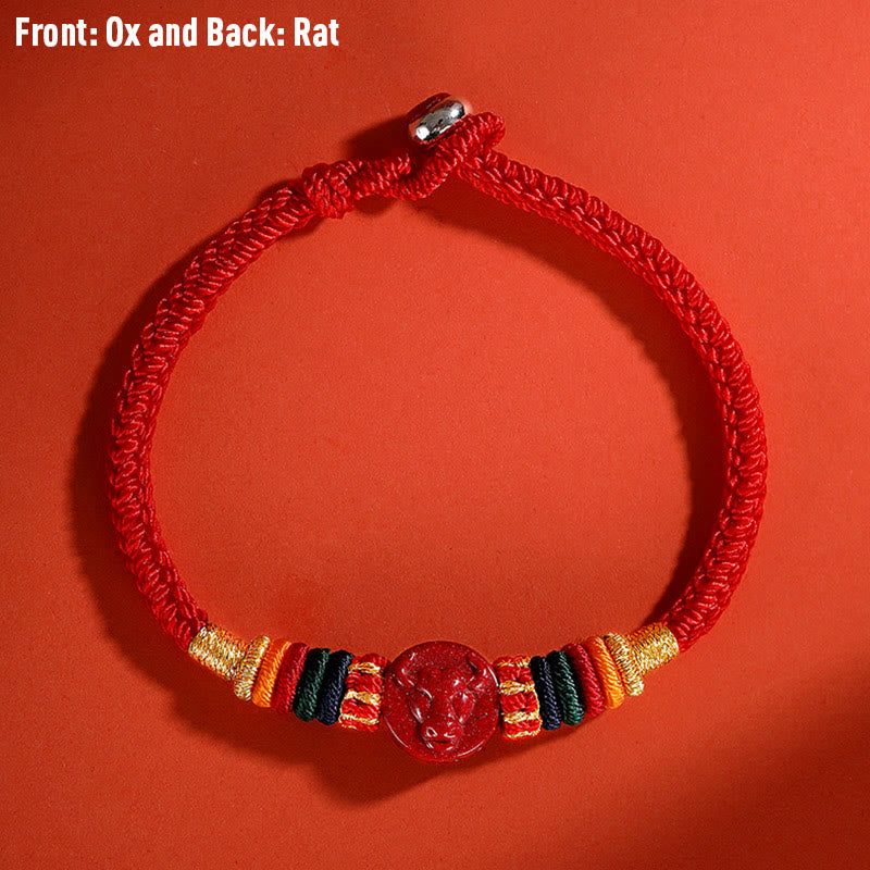 Stone of buddha Year of the Dragon 925 Sterling Silver Chinese Zodiac Cinnabar Auspicious Matches Blessing Bracelet