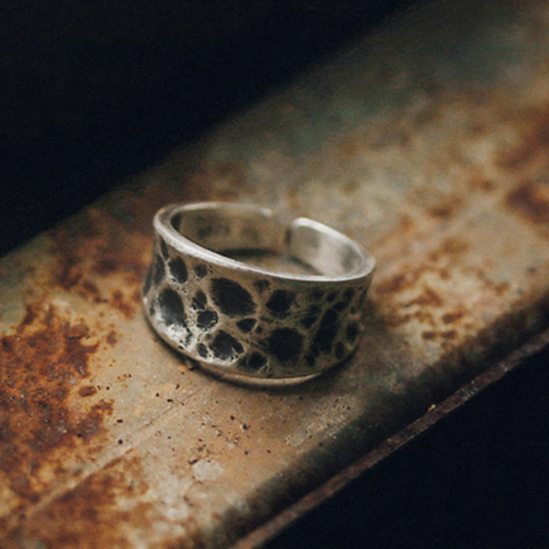 Stone of buddha 925 Sterling Silver Bump Texture Design Protection Ring