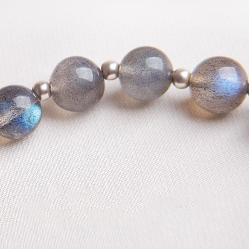 Stone of buddha Moonstone Strawberry Quartz Flower Healing Charm Bracelet