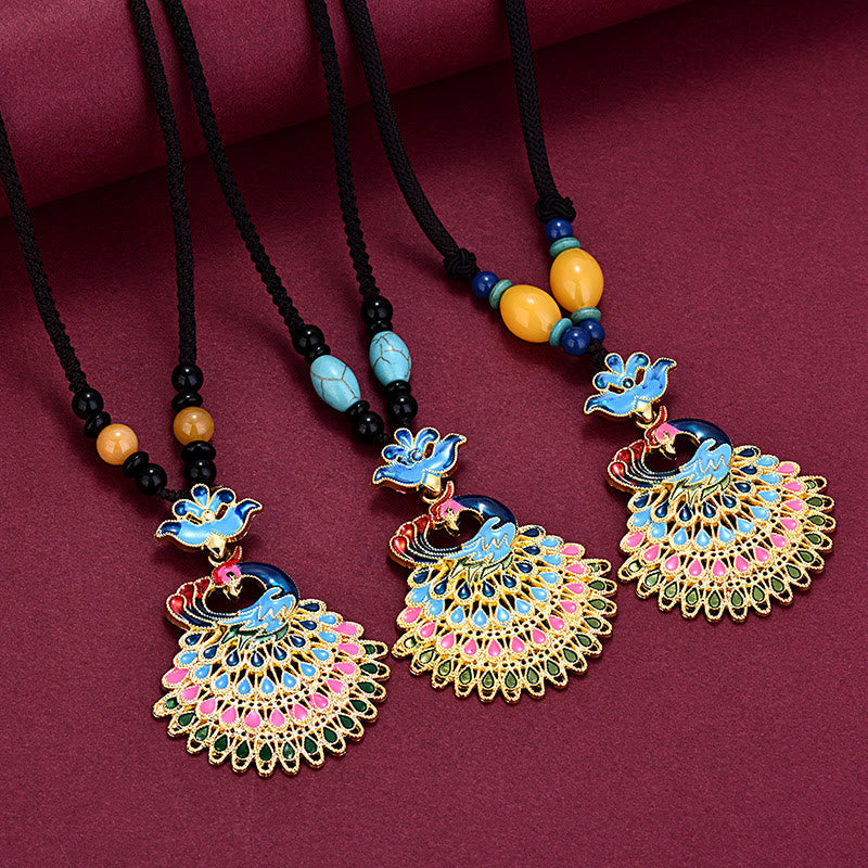 Stone of buddha Colourful Peacock Amber Turquoise Agate Fortune Necklace Pendant