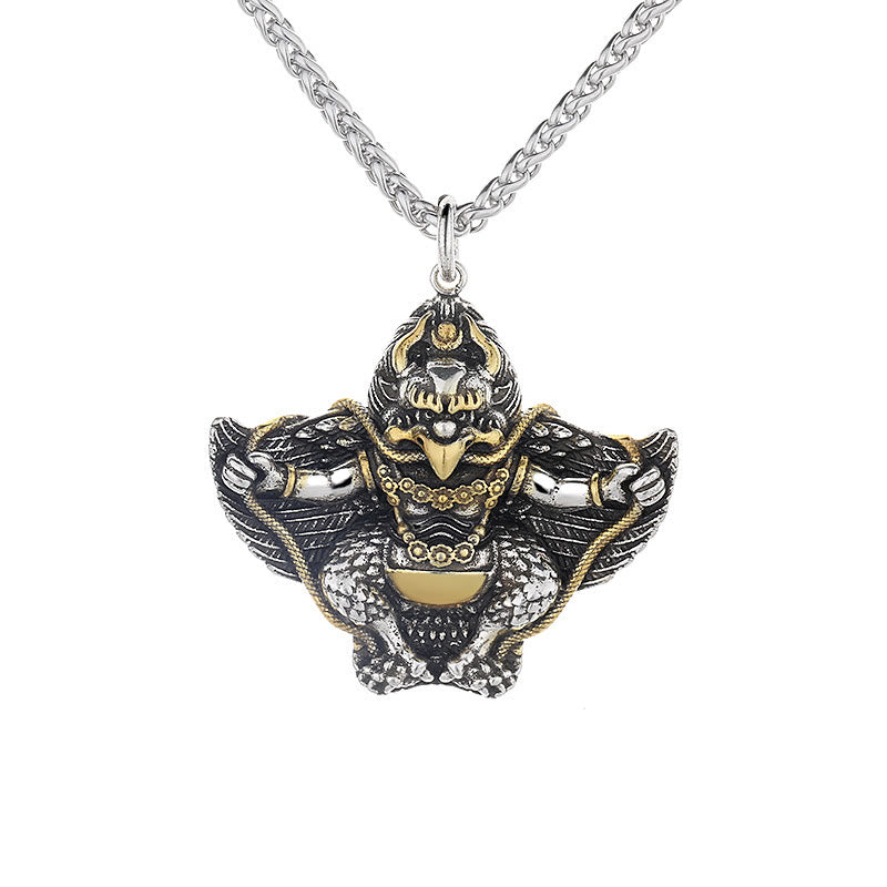Stone of buddha Tibet Garuda Bird Copper Protection Necklace Pendant