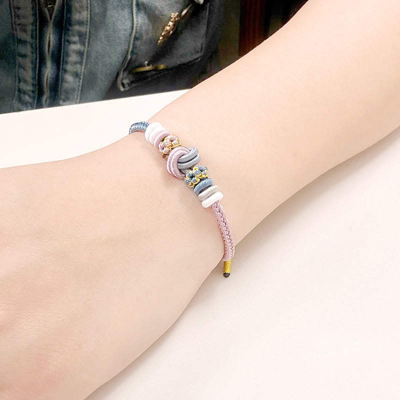 Stone of buddha Two-Color Rope Handcrafted Eight Thread Peace Knot Luck Connection Bracelet