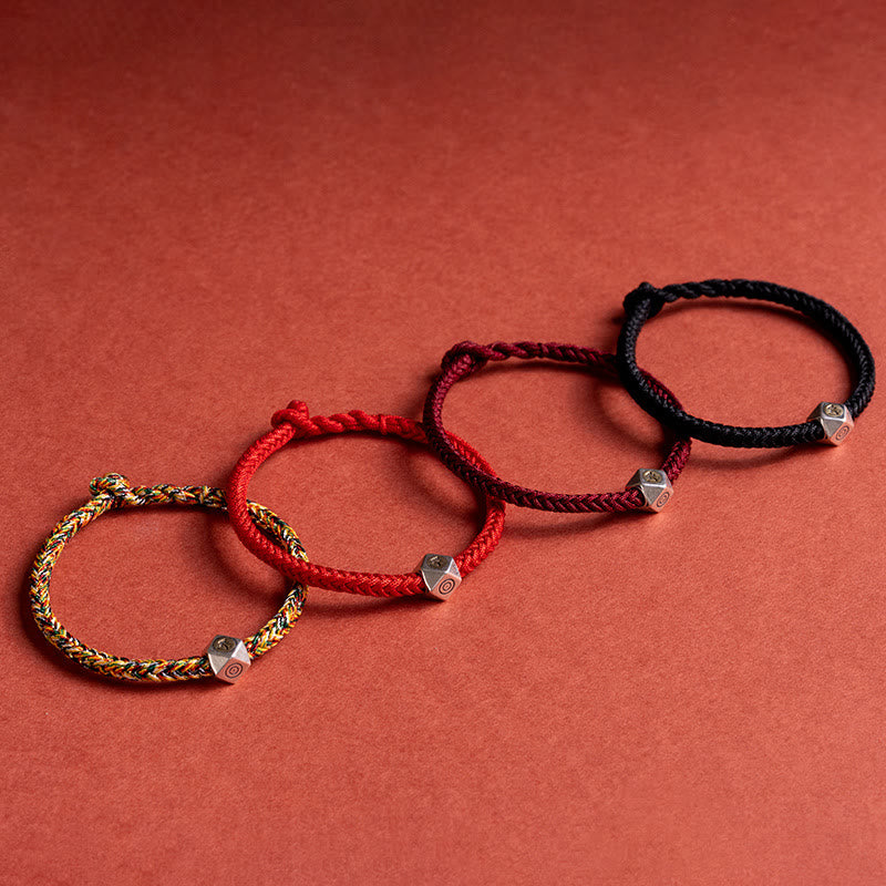 Stone of buddha 925 Sterling Silver Handmade Chinese Zodiac Natal Buddha Luck Protection Braided String Bracelet