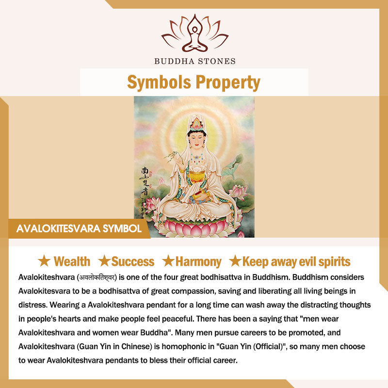 Stone of buddha Four-armed Avalokitesvara Natural Jade Amulet Blessing String Necklace
