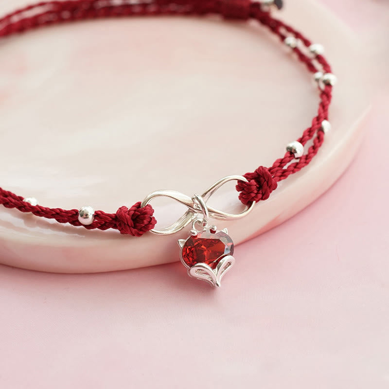 Stone of buddha Love Heart Infinity Symbol Braided String Anklet