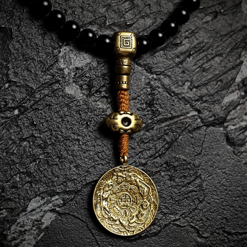 Stone of buddha Tibetan 108 Mala Beads Black Onyx Tiger Eye Beads Nine Palaces Bagua Protection Bracelet