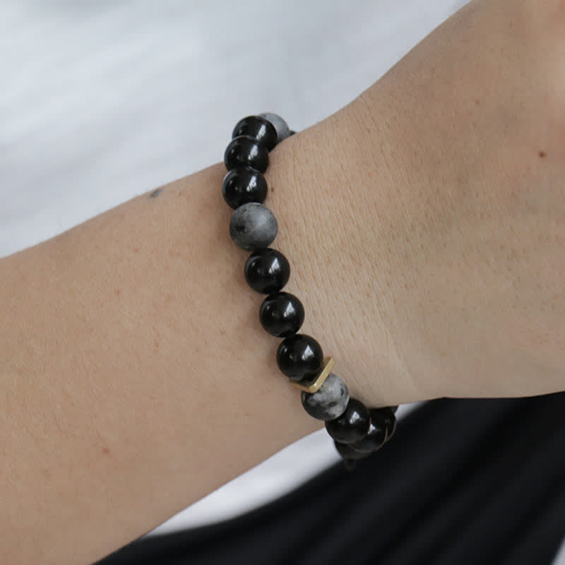 Stone of buddha Black Obsidian Black Glitter Stone Purification Bracelet
