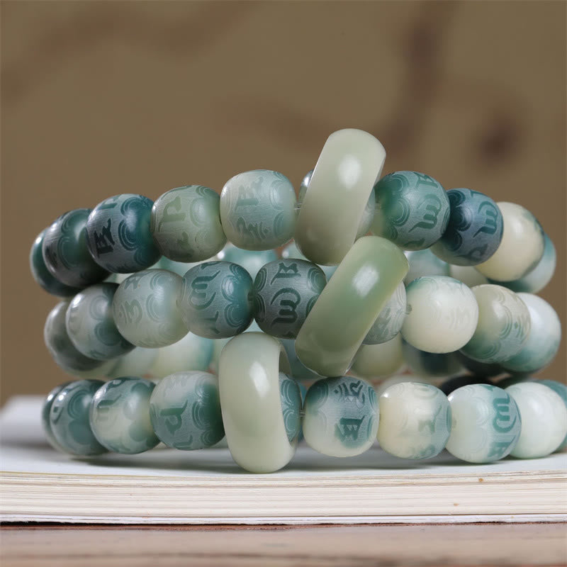 Stone of buddha Bodhi Seed Om Mani Padme Hum Engraved Keep Away Evil Spirits Bracelet