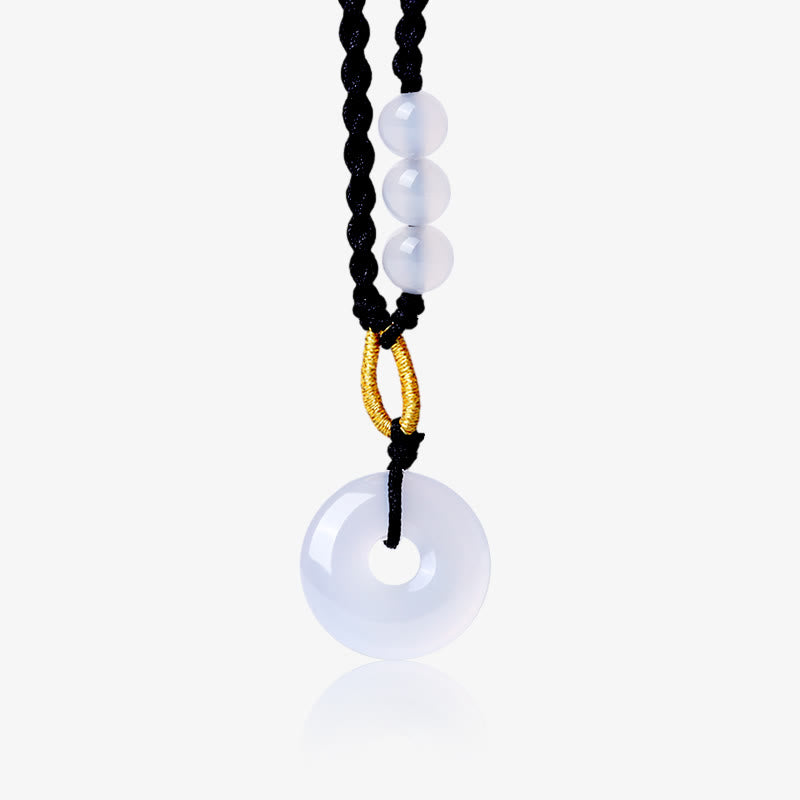 Stone of buddha Strawberry Quartz Chalcedony Peace Buckle Healing Necklace Pendant