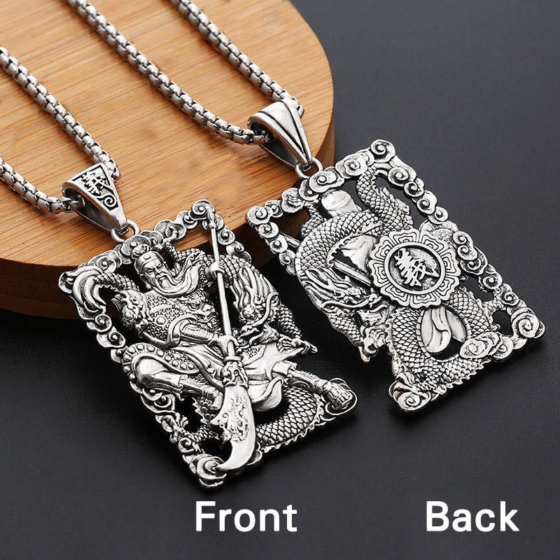 Stone of buddha Guan Gong Dragon Auspicious Clouds Wealth Necklace Pendant