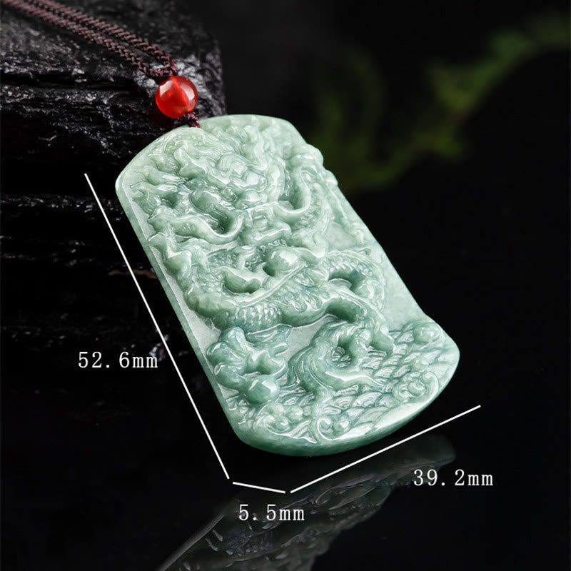 Stone of buddha Natural Jade Chinese Zodiac Dragon Sea Luck String Necklace Pendant