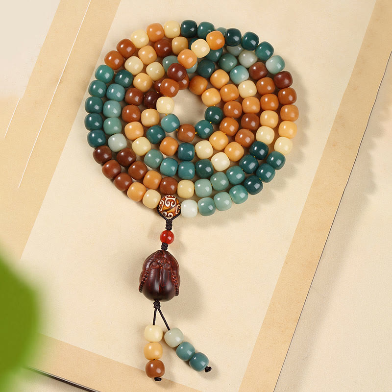 Stone of buddha Natural Bodhi Seed Lotus Dzi Bead Peace Harmony Charm Bracelet