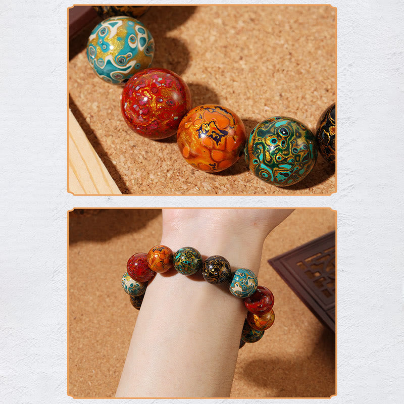 Stone of buddha Natural Multicolored Lacquer Beads Calm Bracelet