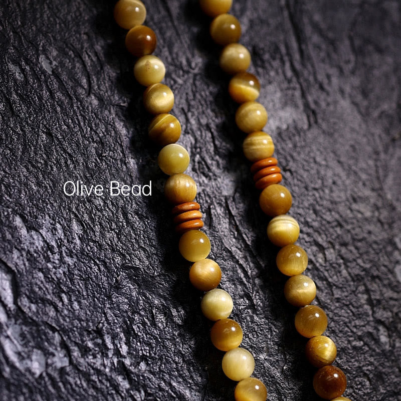 Stone of buddha 108 Mala Beads Natural Tiger Eye Copper Dorje Protection Tassel Bracelet