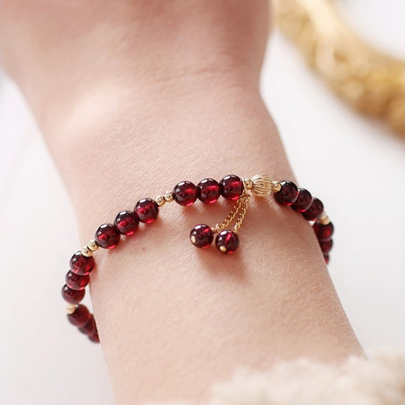Stone of buddha 14K Gold Natural Garnet Calm Bracelet