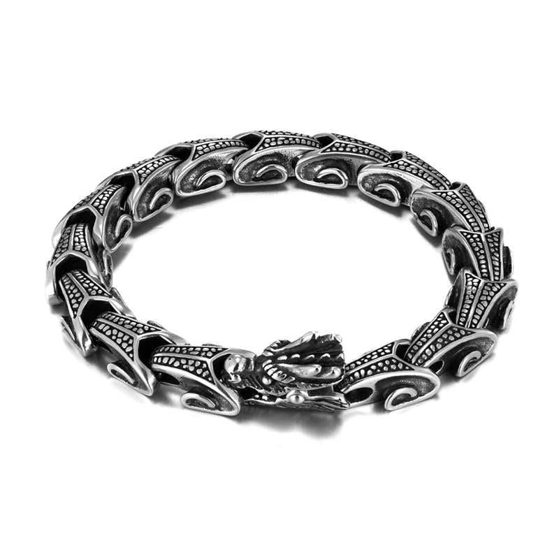 Stone of buddha Dragon Titanium Steel Luck Bracelet Bangle