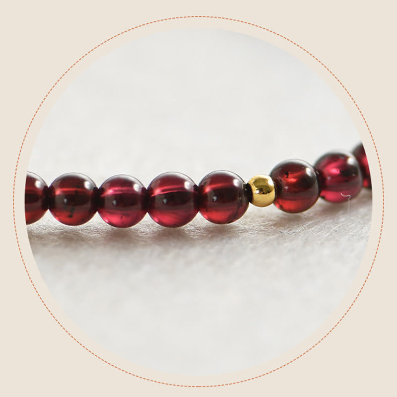 Stone of buddha Natural Garnet Golden Beads Stability Bracelet