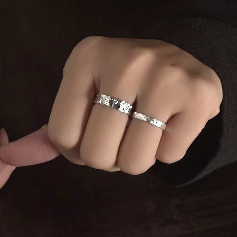 Stone of buddha 925 Sterling Silver Simple Design Blessing Couple Ring