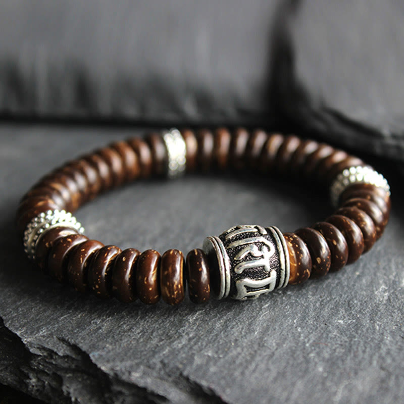 Stone of buddha Natural Tibetan Coconut Shell Om Mani Padme Hum Positive Bracelet