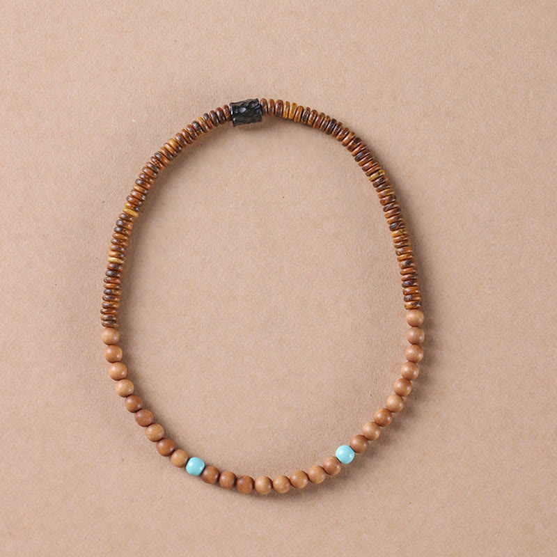 Stone of buddha Sandalwood Small Leaf Red Sandalwood Thuja Sutchuenensis Boxwood Turquoise Protection Double Wrap Bracelet