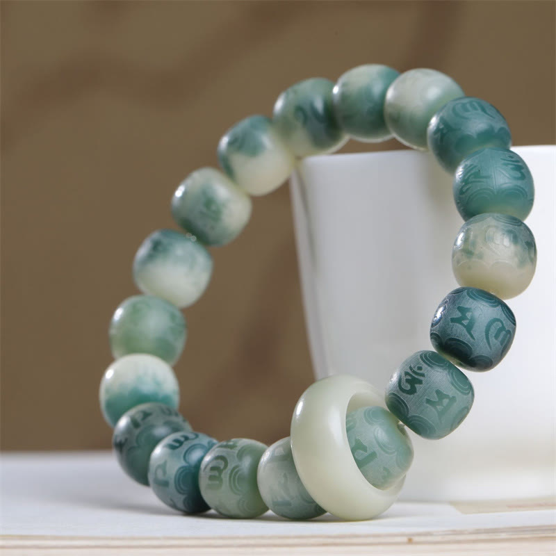 Stone of buddha Bodhi Seed Om Mani Padme Hum Engraved Keep Away Evil Spirits Bracelet