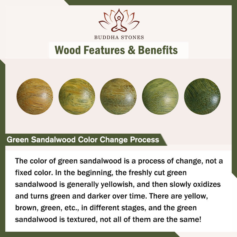 Stone of buddha Green Sandalwood Ebony Wood Sandalwood Om Mani Padme Hum Soothing Bracelet
