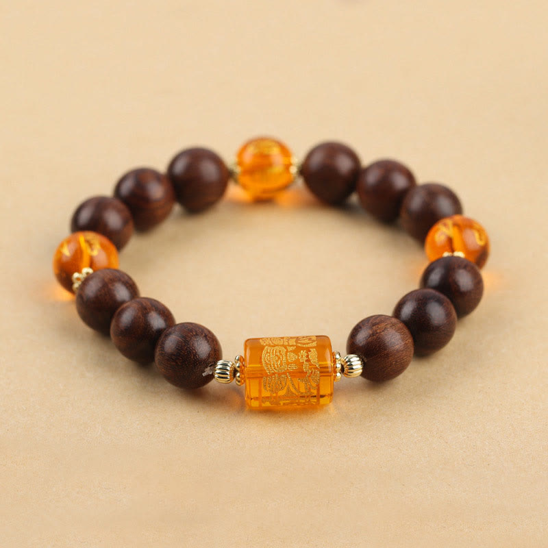 Stone of buddha Natural Phoebe Zhennan Wood Om Mani Padme Hum God Of Wealth Crystal Protection Bracelet