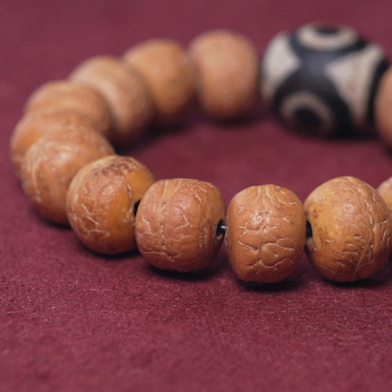 Stone of buddha Tibet Bodhi Seed Dzi Bead Peace Charm Wrist Mala Bracelet