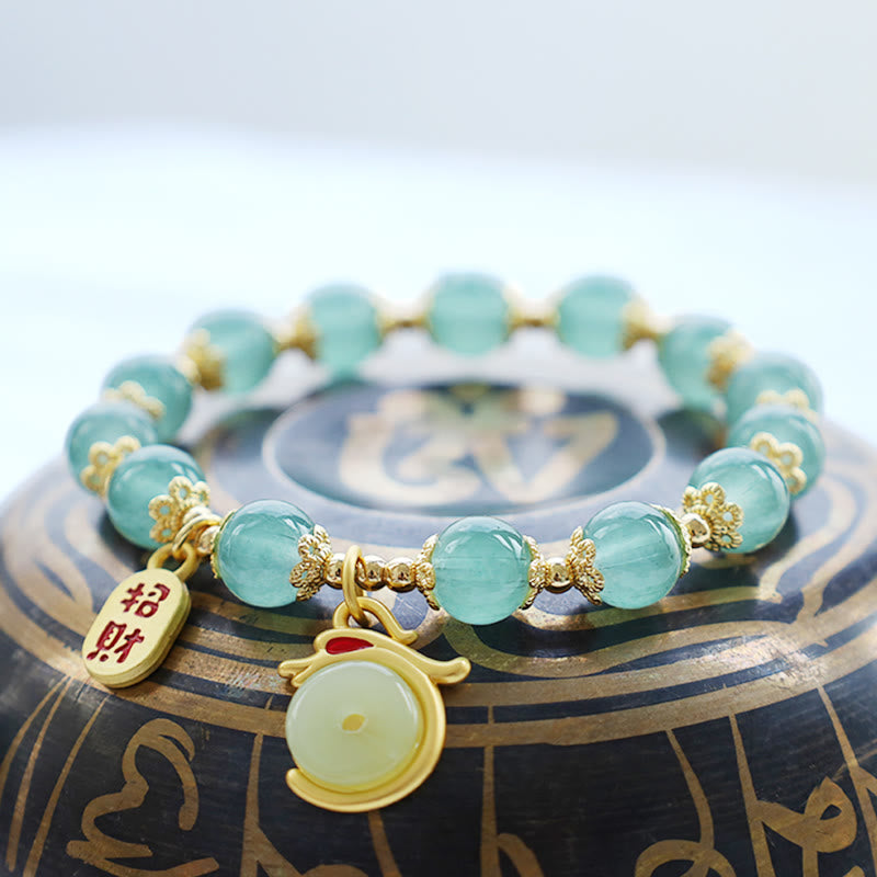 Stone of buddha Year of the Dragon Red Agate Green Aventurine Peace Buckle Fu Character Lucky Fortune Bracelet