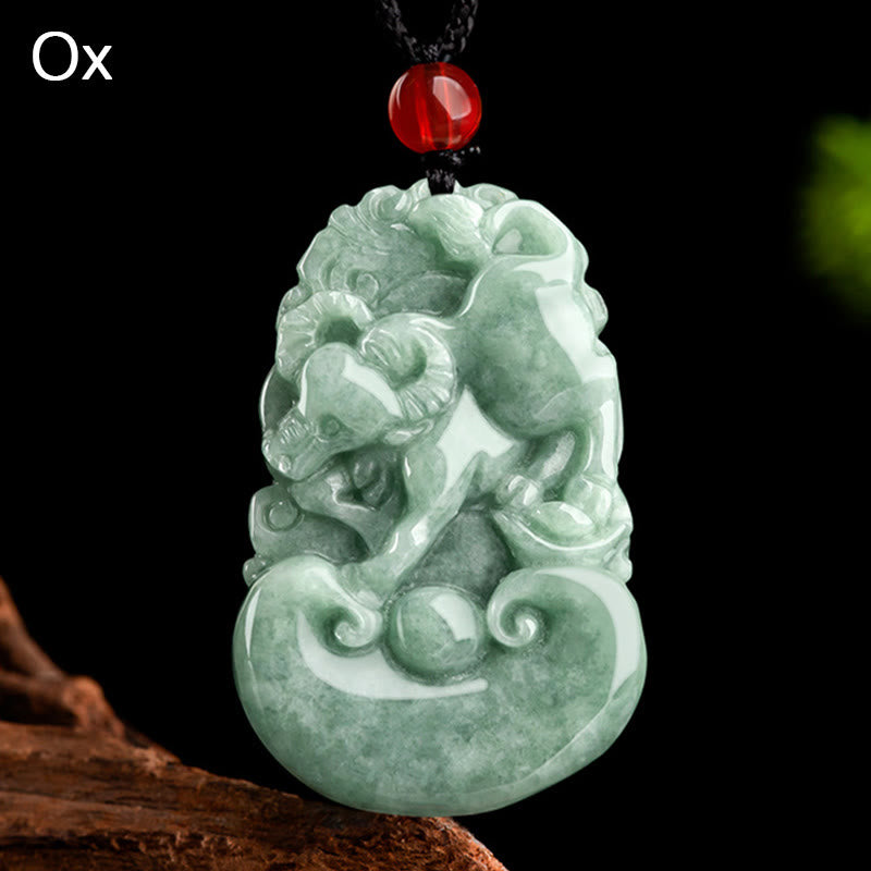 Stone of buddha Natural Green Jade 12 Chinese Zodiac Luck Prosperity Necklace Pendant