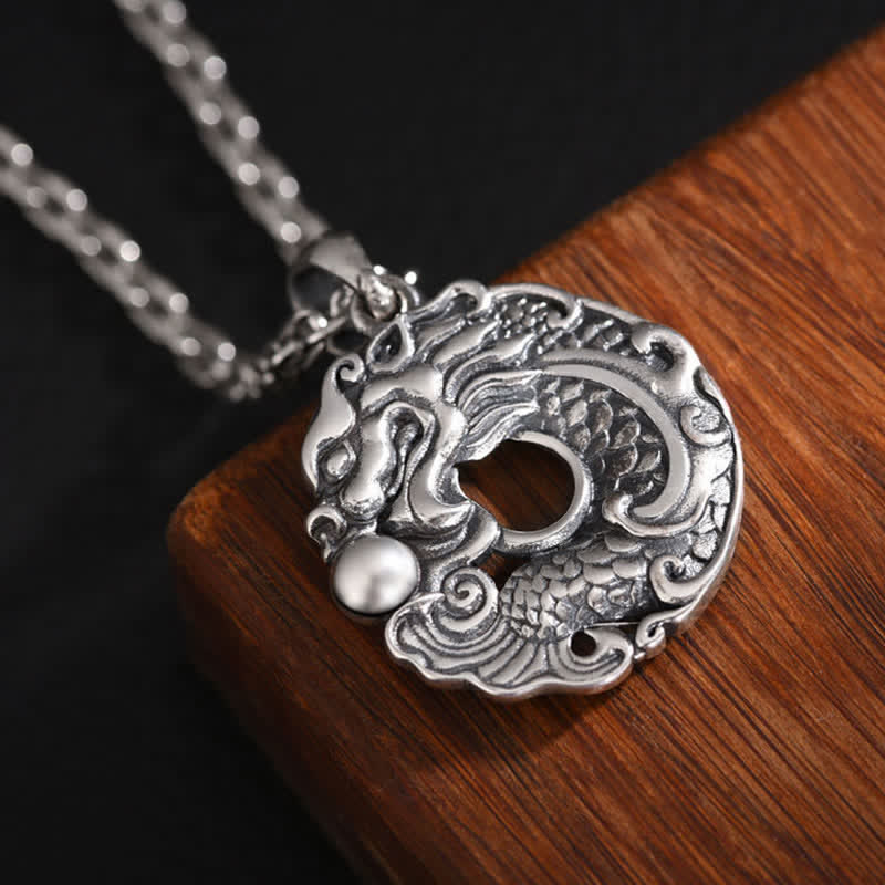 Stone of buddha Koi Fish Dragon Peace Buckle Wealth Necklace Pendant