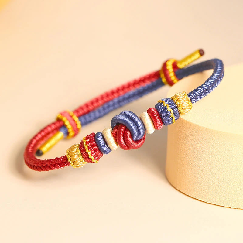 Stone of buddha Two-Color Rope Handcrafted Eight Thread Peace Knot Luck Connection Bracelet