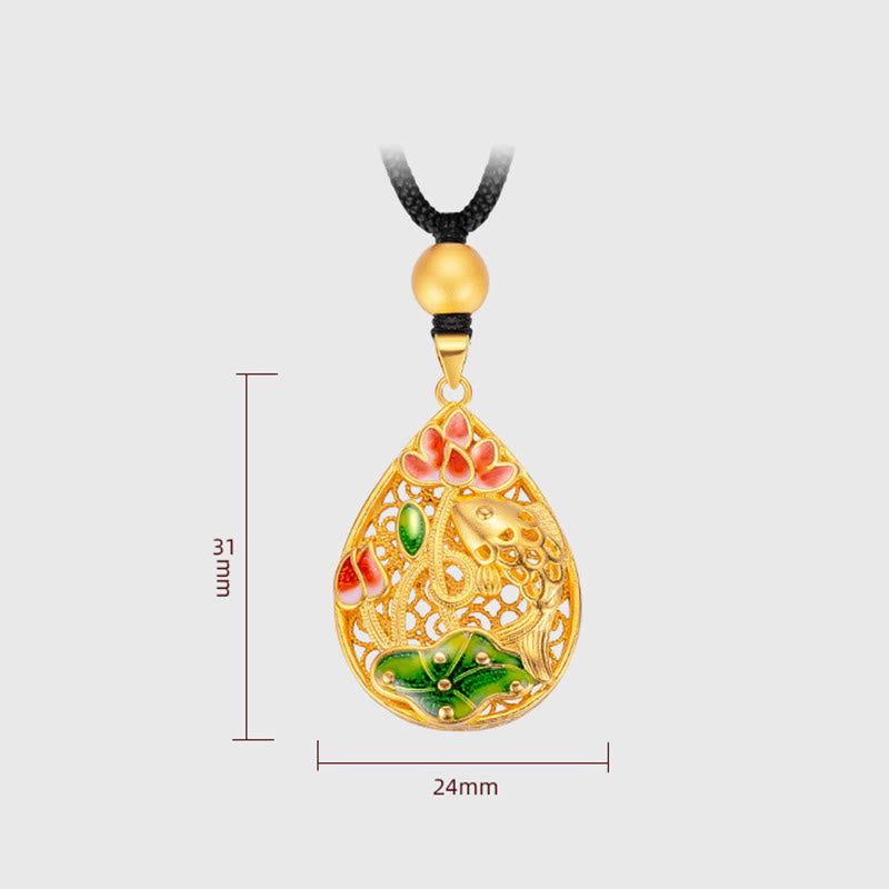 Stone of buddha Koi Fish Lotus Flower Leaf Copper Luck Necklace Pendant